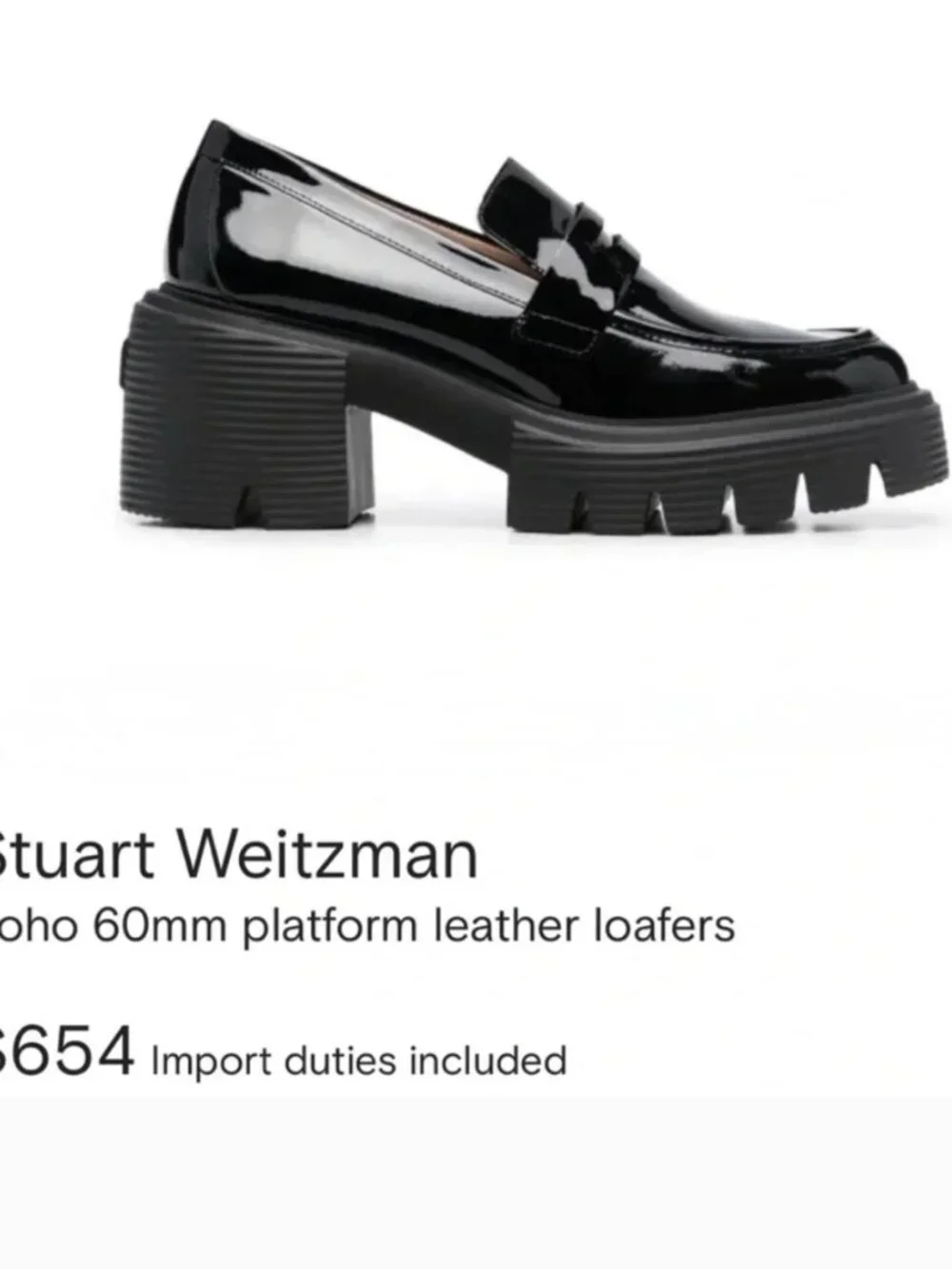 Stuart Weitzman Soho Loafer - Black Patent Leather - Size 8.5 - Never Been Worn